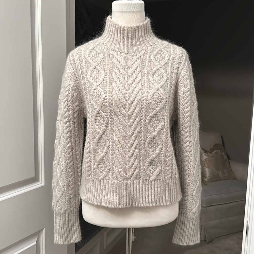 NWT rag & bone Brody Turtleneck Cable Knit Boxy Sweater Wool Angora blend Sz S - Picture 1 of 10